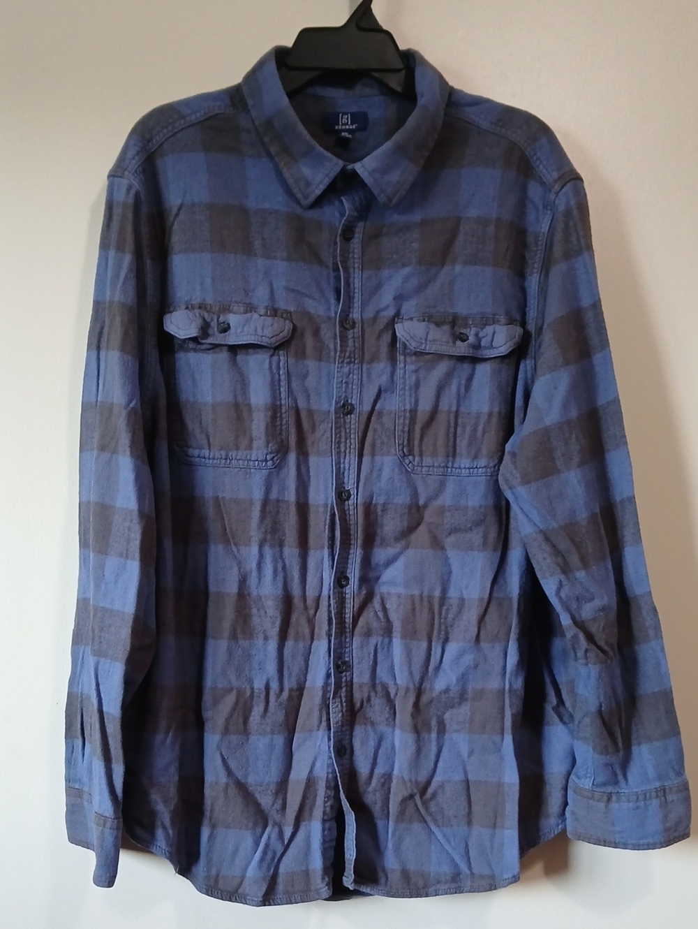 George Men's 3X Button Front Flannel Shirt With Pockets